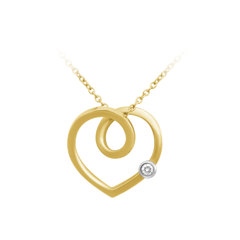 Anhänger aus 750er Gelbgold und Weissgold »Herz, 100000« mit Diamant