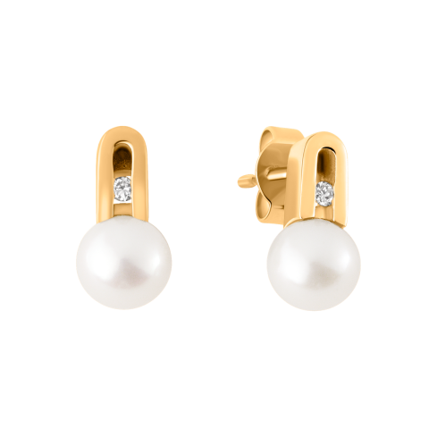 Ohrstecker aus 750er Gelbgold »100017« mit Diamanten und Perlen