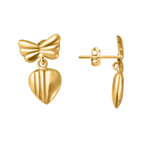 Ohrstecker aus 585er Gelbgold »Herz, Schleife, 100881«