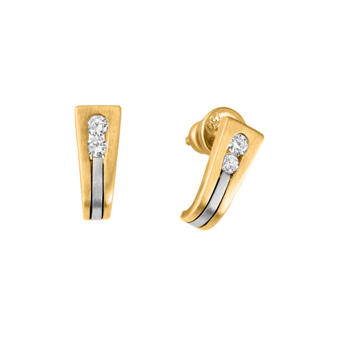 Ohrstecker aus 750er Gelbgold und Weissgold »100906« mit Diamanten