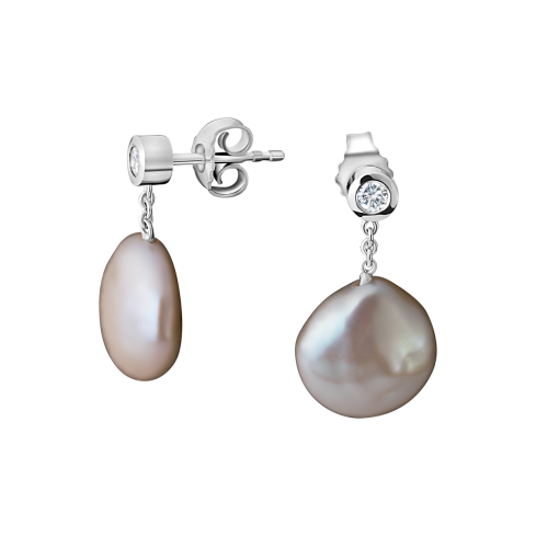 Ohrstecker aus 750er Weissgold »101005« mit Diamanten und Perlen