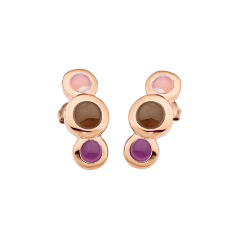 Ohrstecker aus Edelstahl rosé vergoldet »101138« mit Chalcedon und Hydrothermalquarz