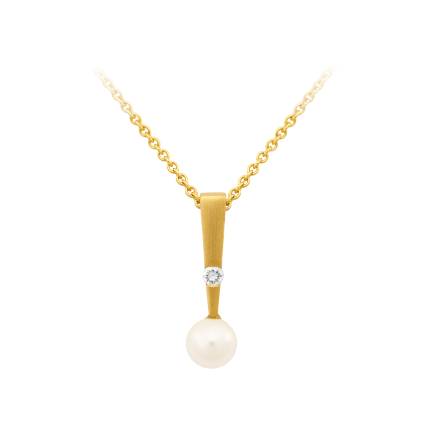 Anhänger aus 750er Gelbgold »100037« mit Diamant und Perle