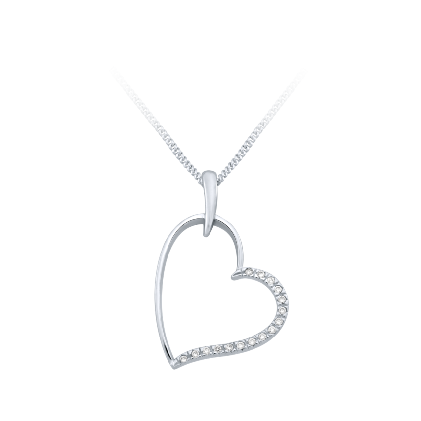 Anhänger aus 585er Weissgold »Herz, 100316« mit Diamanten