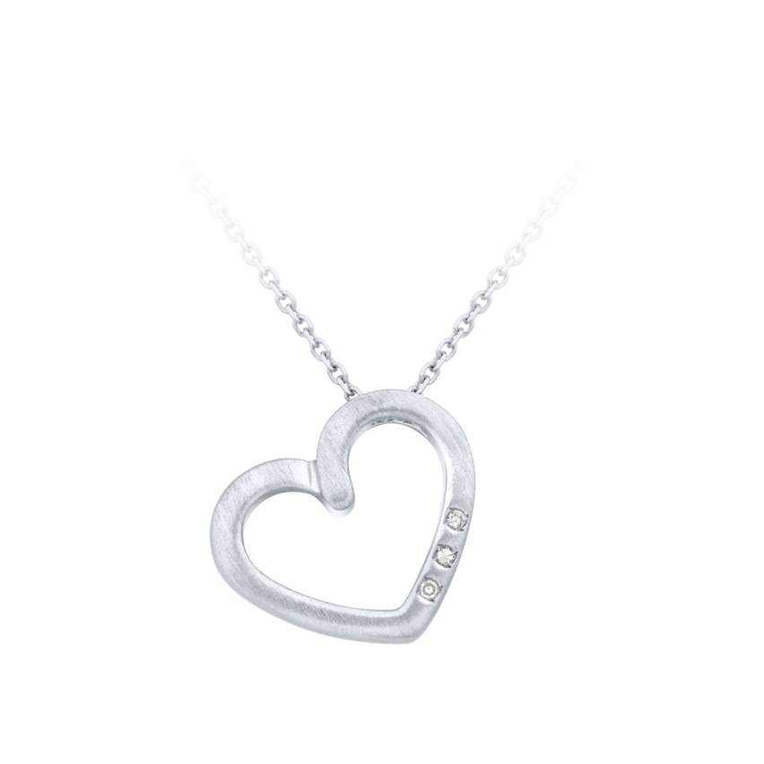 Anhänger aus 333er Weissgold »Herz, 100318« mit Diamanten