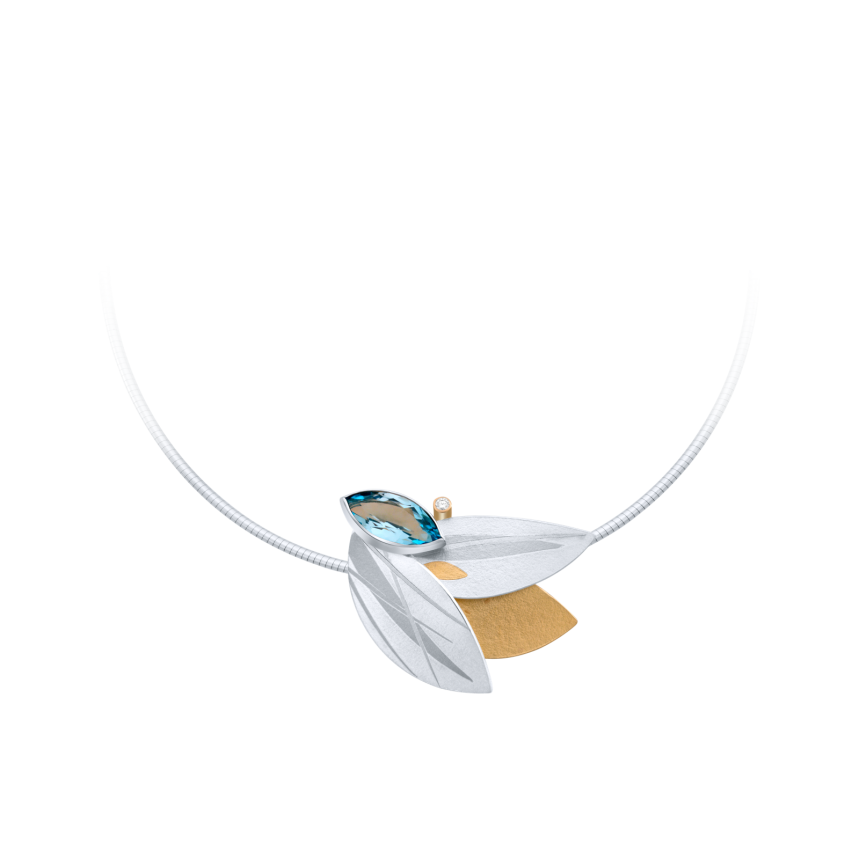 Anhänger aus 925er Silber und 750er Gelbgold »100323« mit Diamant und Topas