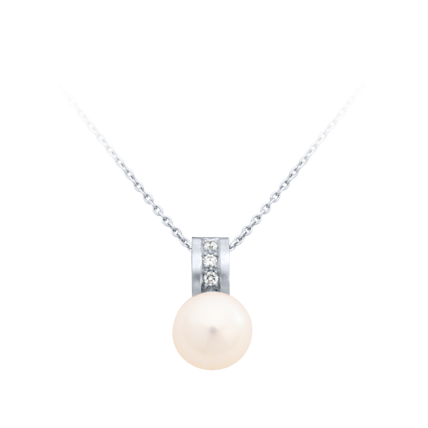 Anhänger aus 750er Weissgold »100336« mit Diamanten und Perle