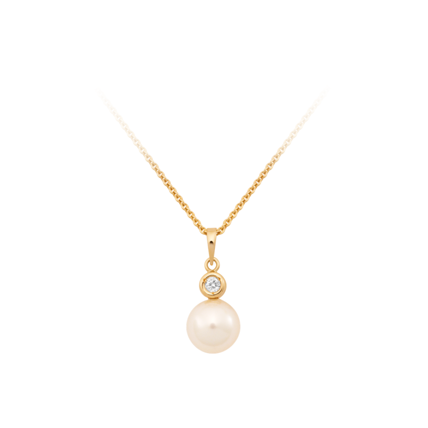 Anhänger aus 750er Gelbgold »100357« mit Diamant und Perle