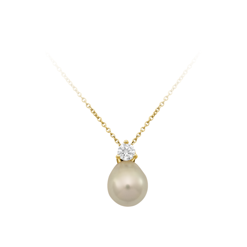 Anhänger aus 585er Gelbgold »100358« mit Diamant und Perle