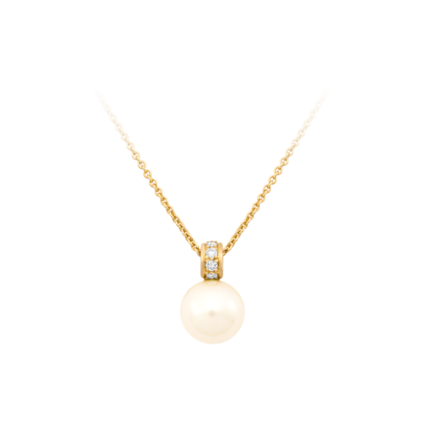 Anhänger aus 750er Gelbgold »100360« mit Diamanten und Perle