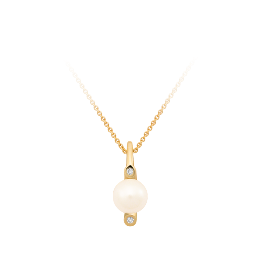 Anhänger aus 750er Gelbgold »100362« mit Diamanten und Perle