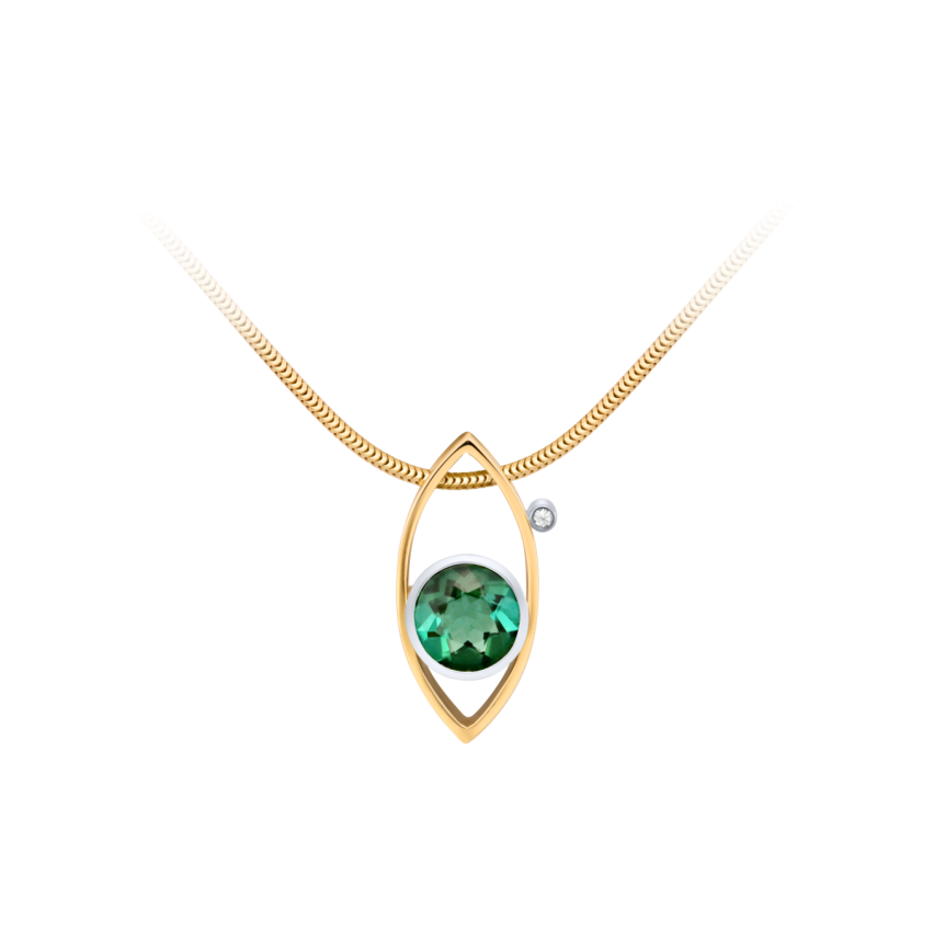 Anhänger aus 750er Gelbgold und Weissgold »100367« mit Diamant und Turmalin