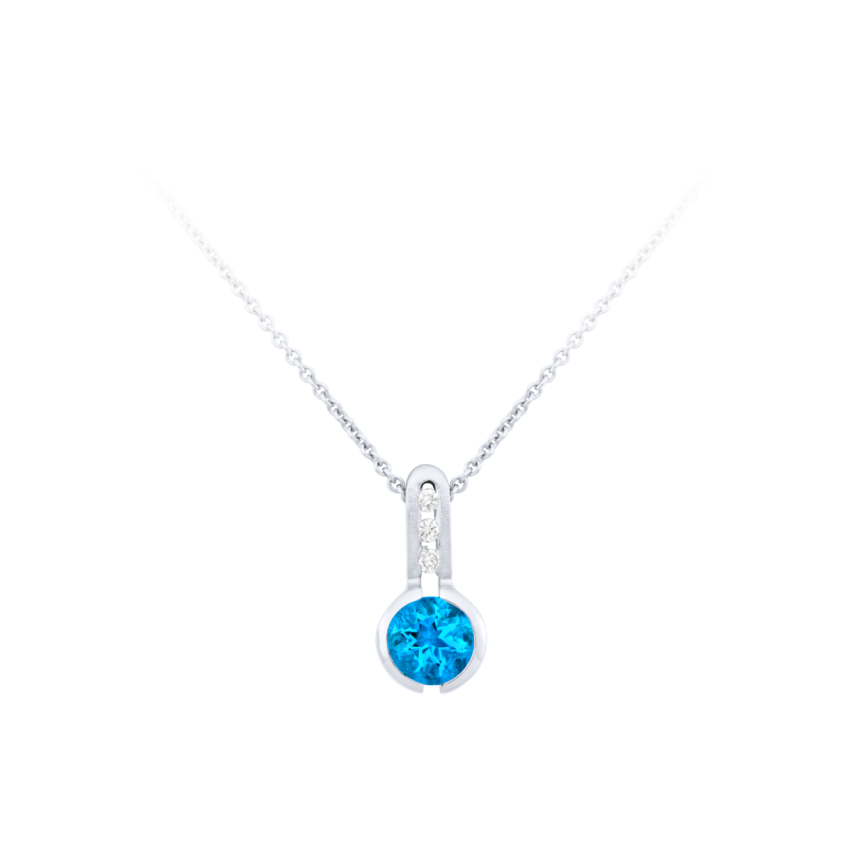 Anhänger aus 750er Weissgold »100376« mit Diamanten und Topas