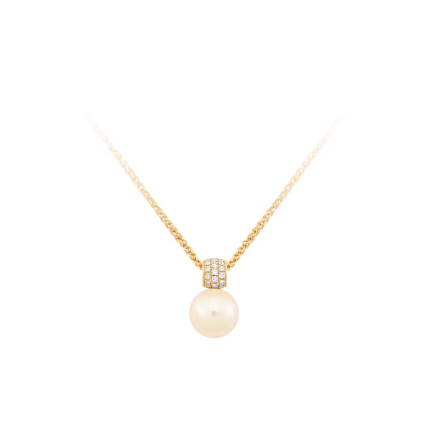 Anhänger aus 750er Gelbgold »100381« mit Diamanten und Perle