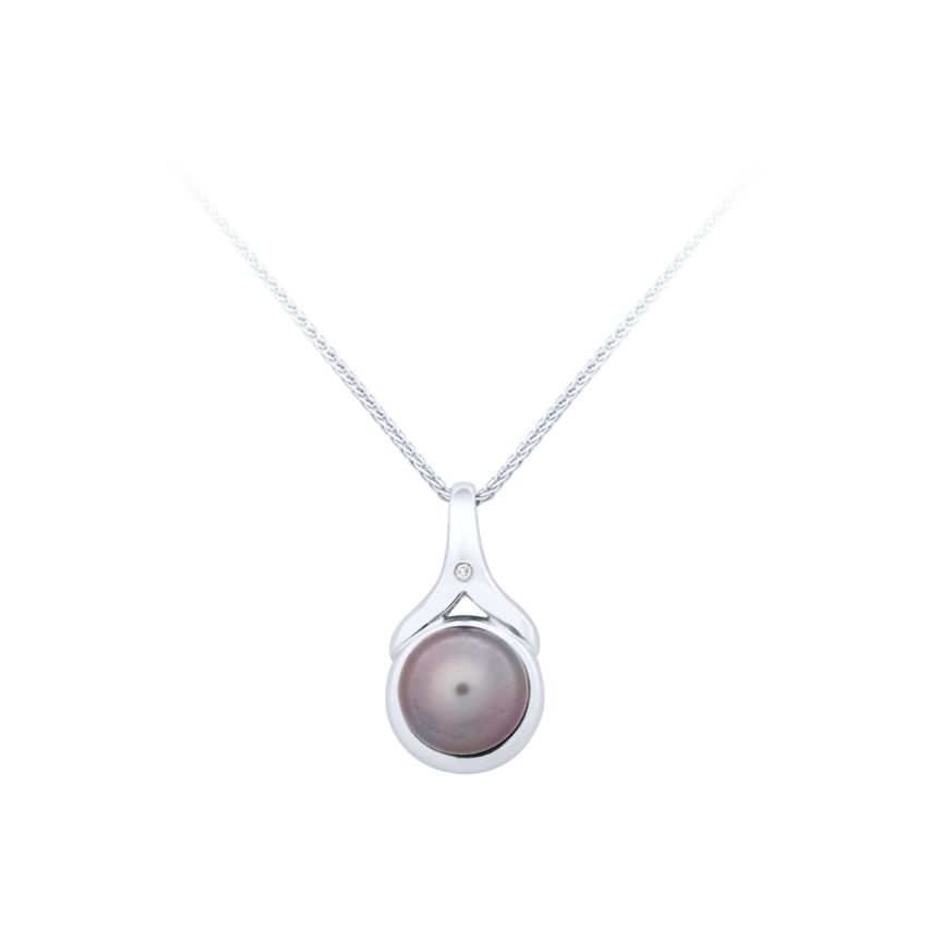 Anhänger aus 585er Weissgold »100382« mit Diamant und Perle