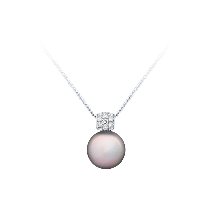 Anhänger aus 750er Weissgold »100389« mit Diamanten und Perle