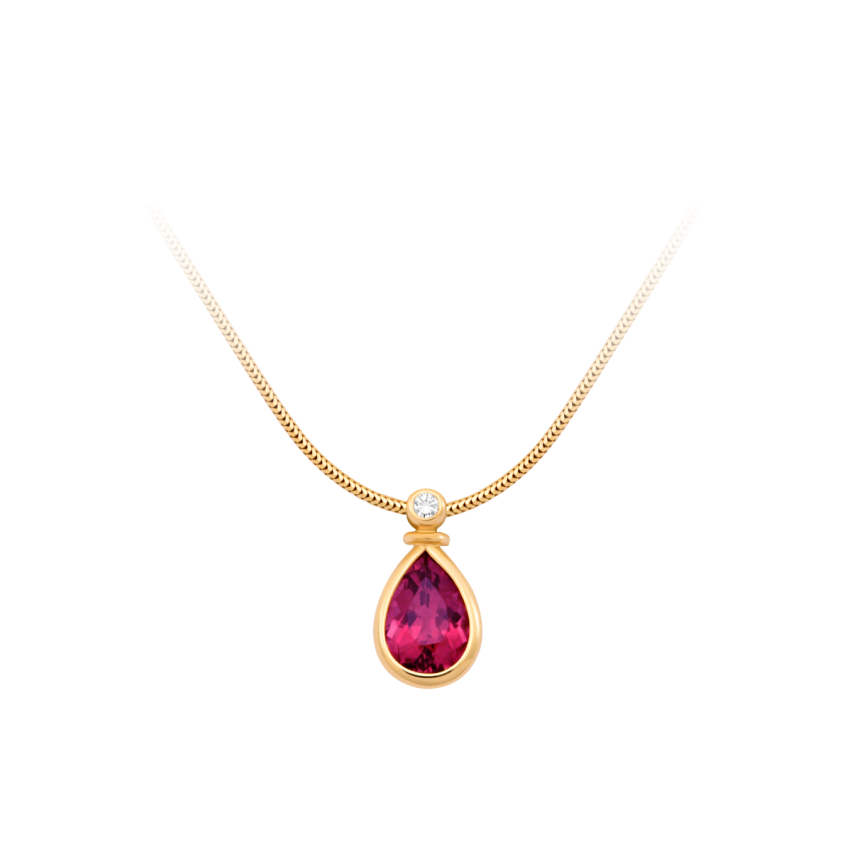 Anhänger aus 750er Gelbgold »Tropfen, 100392« mit Diamant und Turmalin