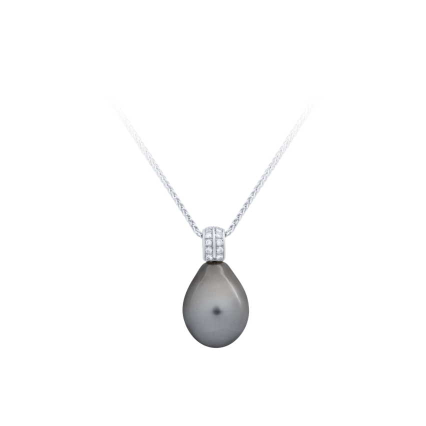 Anhänger aus 750er Weissgold »Tropfen, 100395« mit Diamanten und Perle