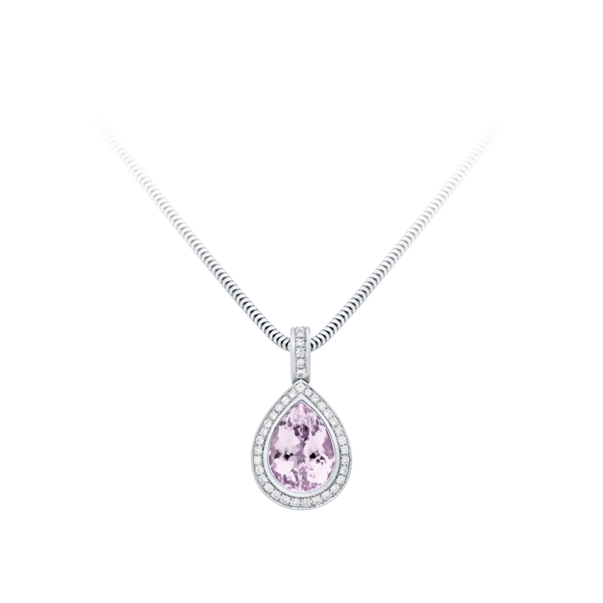 Anhänger aus 750er Weissgold »Tropfen, 100396« mit Diamanten und Kunzit