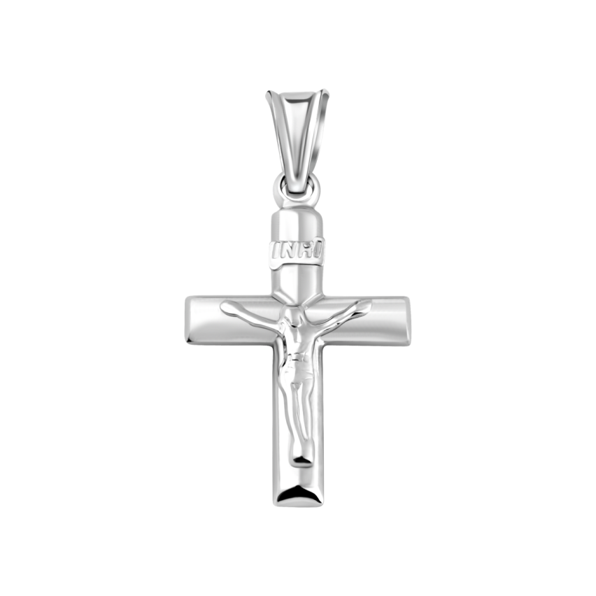 Anhänger aus 585er Weissgold »Kreuz, Jesus, 100429«