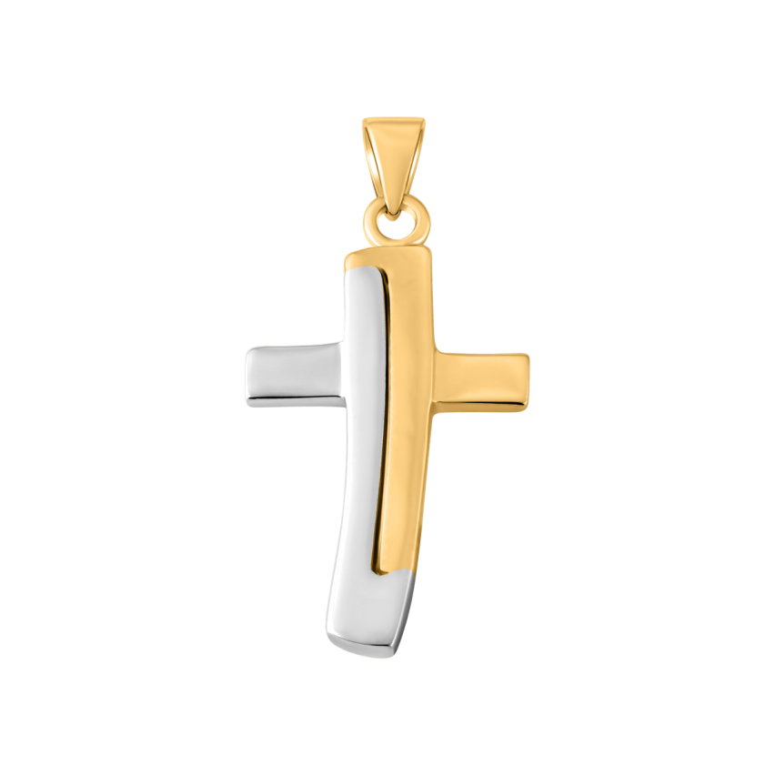 Anhänger aus 585er Gelbgold und Weissgold »Kreuz, 100431«