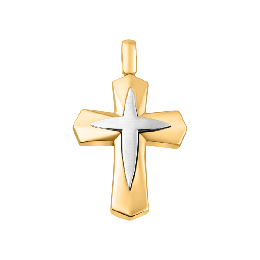 Anhänger aus 585er Gelbgold und Weissgold »Kreuz, 100435«