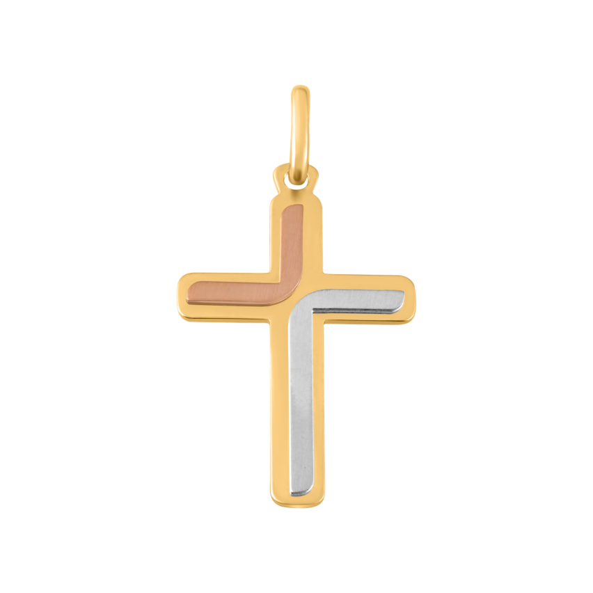 Anhänger aus 585er Gelbgold und Weissgold »Kreuz, 100436«
