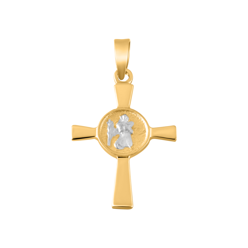 Anhänger aus 585er Gelbgold und Weissgold »Kreuz, 100440«