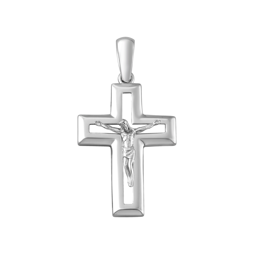 Anhänger aus 585er Weissgold »Kreuz, Jesus, 100464«