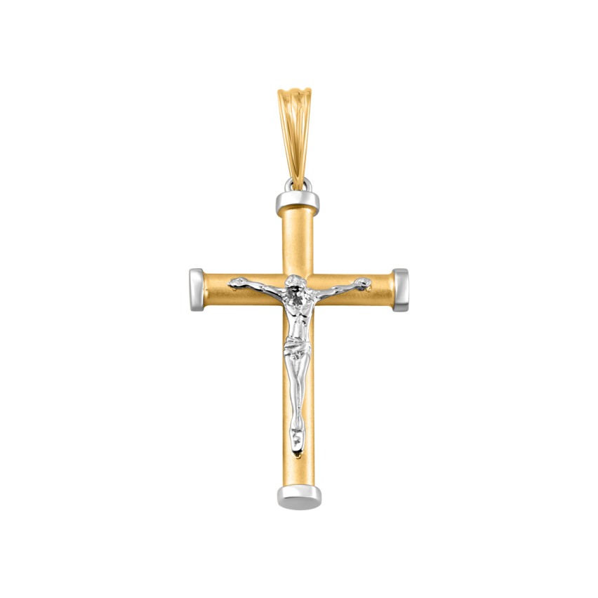 Anhänger aus 585er Gelbgold und Weissgold »Kreuz, Jesus, 100465«