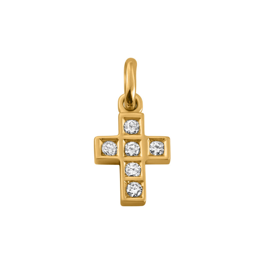 Anhänger aus 750er Gelbgold »Kreuz, 100468« mit Diamanten