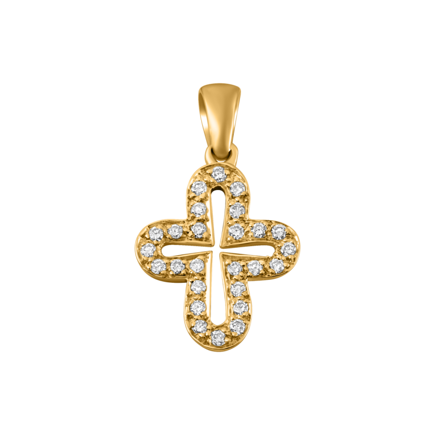 Anhänger aus 585er Gelbgold »Kreuz, 100470« mit Diamanten
