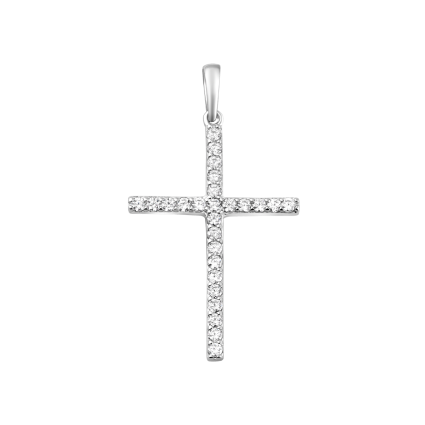 Anhänger aus 585er Weissgold »Kreuz, 100473« mit Zirkonia