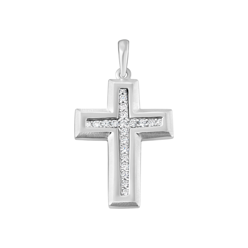 Anhänger aus 585er Weissgold »Kreuz, 100475« mit Zirkonia