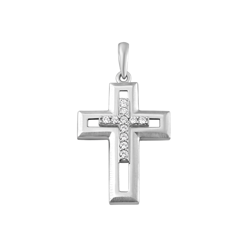 Anhänger aus 585er Weissgold »Kreuz, 100476« mit Zirkonia