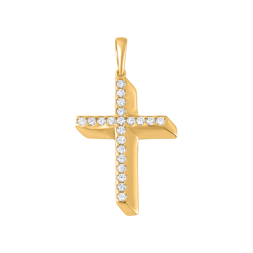 Anhänger aus 585er Gelbgold »Kreuz, 100477« mit Zirkonia