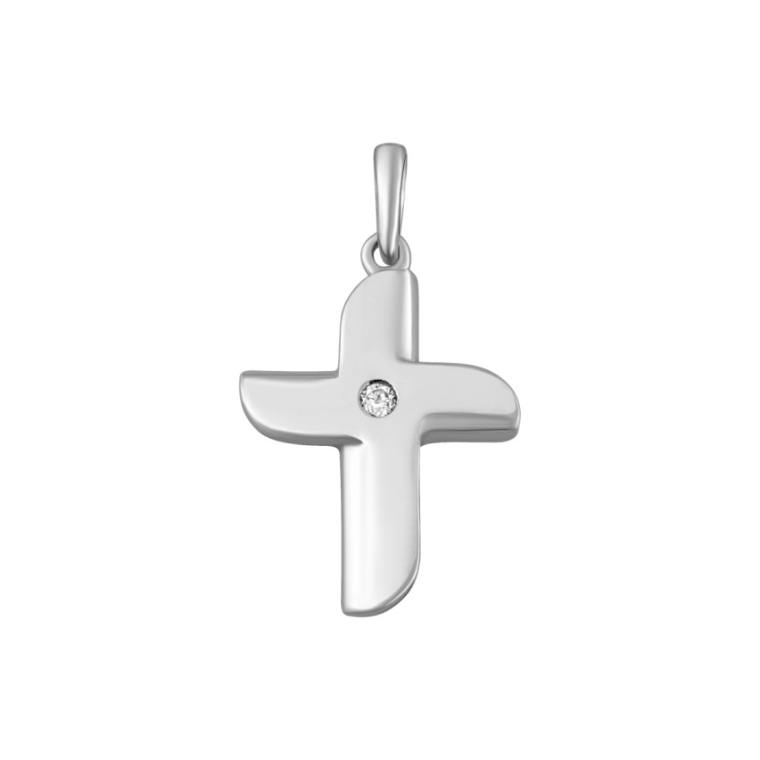 Anhänger aus 585er Weissgold »Kreuz, 100479« mit Zirkonia