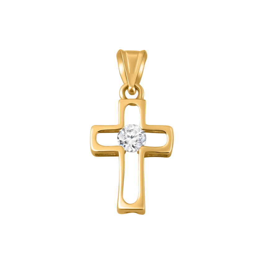 Anhänger aus 585er Gelbgold »Kreuz, 100480« mit Zirkonia