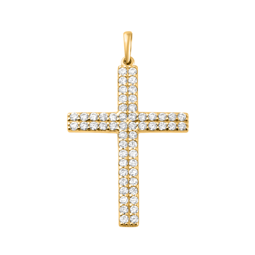 Anhänger aus 585er Gelbgold »Kreuz, 100484« mit Zirkonia