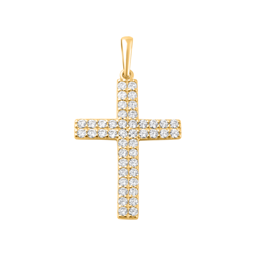 Anhänger aus 585er Gelbgold »Kreuz, 100485« mit Zirkonia