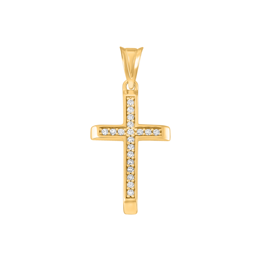 Anhänger aus 585er Gelbgold »Kreuz, 100488« mit Zirkonia
