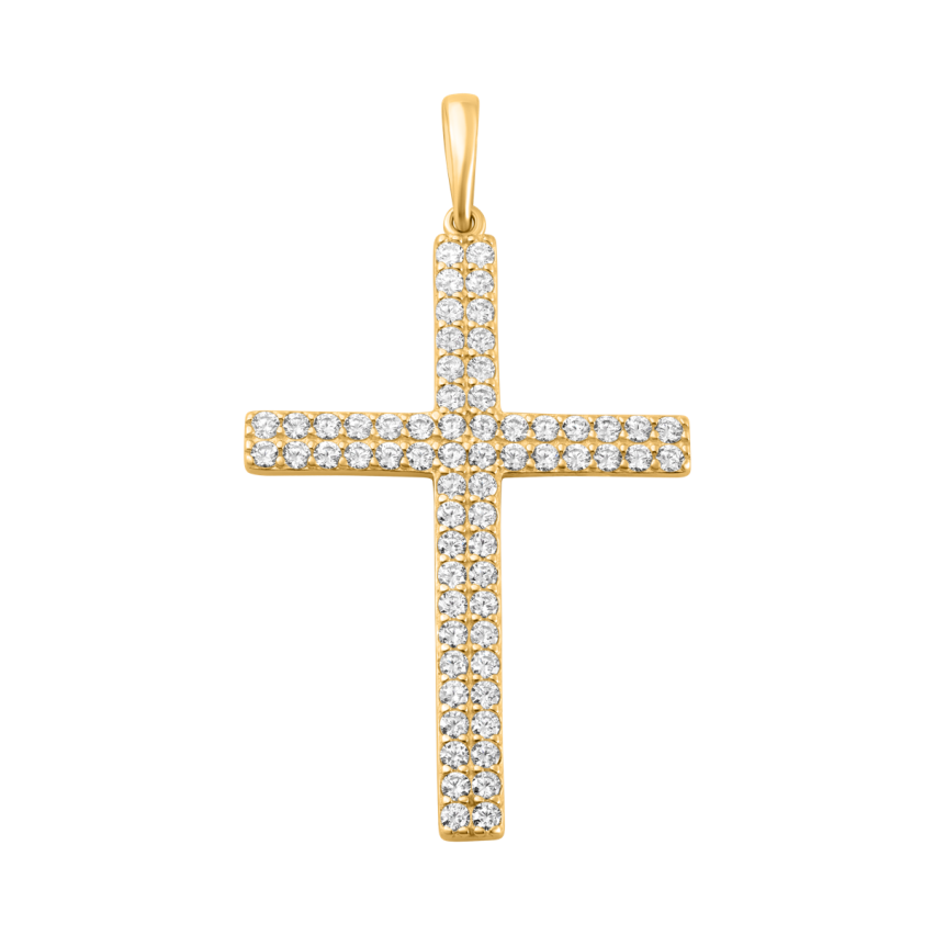 Anhänger aus 585er Gelbgold »Kreuz, 100489« mit Zirkonia