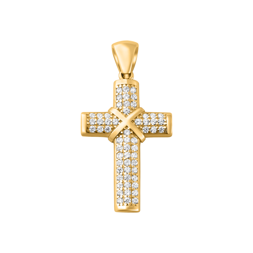 Anhänger aus 585er Gelbgold »Kreuz, 100492« mit Zirkonia