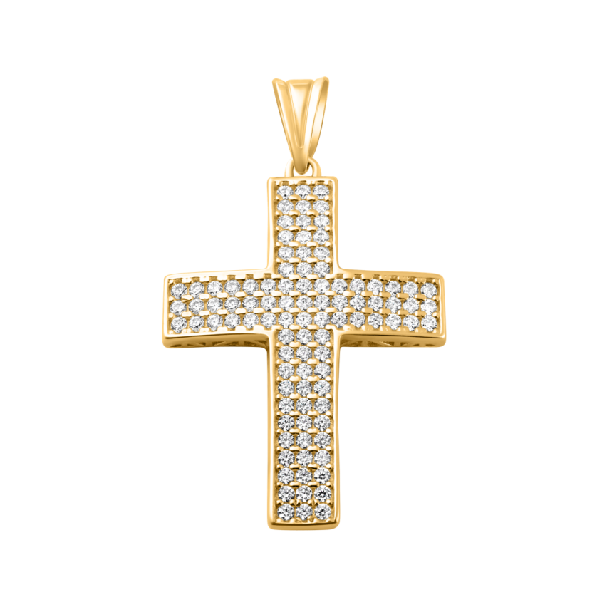 Anhänger aus 585er Gelbgold »Kreuz, 100493« mit Zirkonia