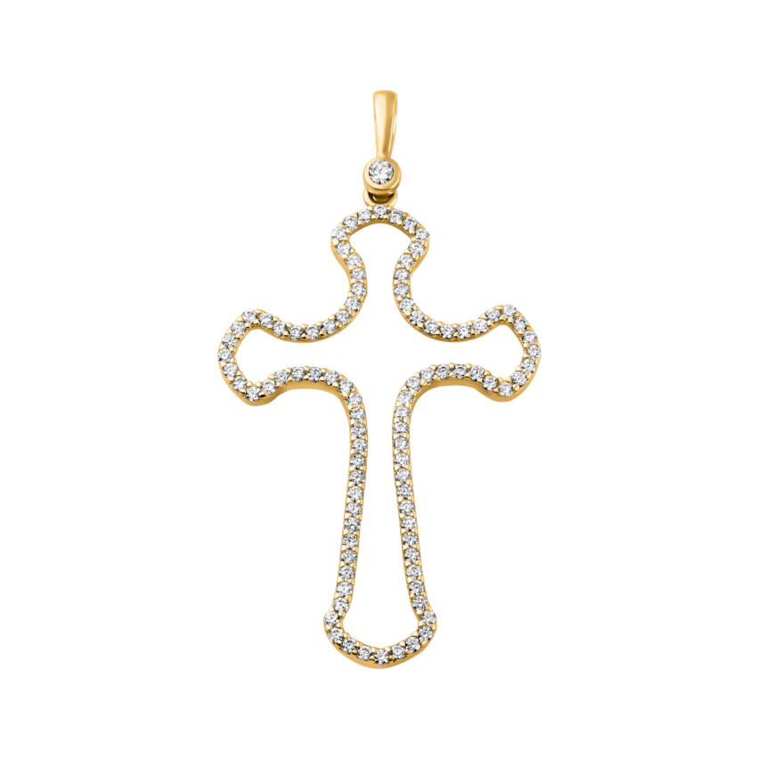 Anhänger aus 585er Gelbgold »Kreuz, 100496« mit Zirkonia