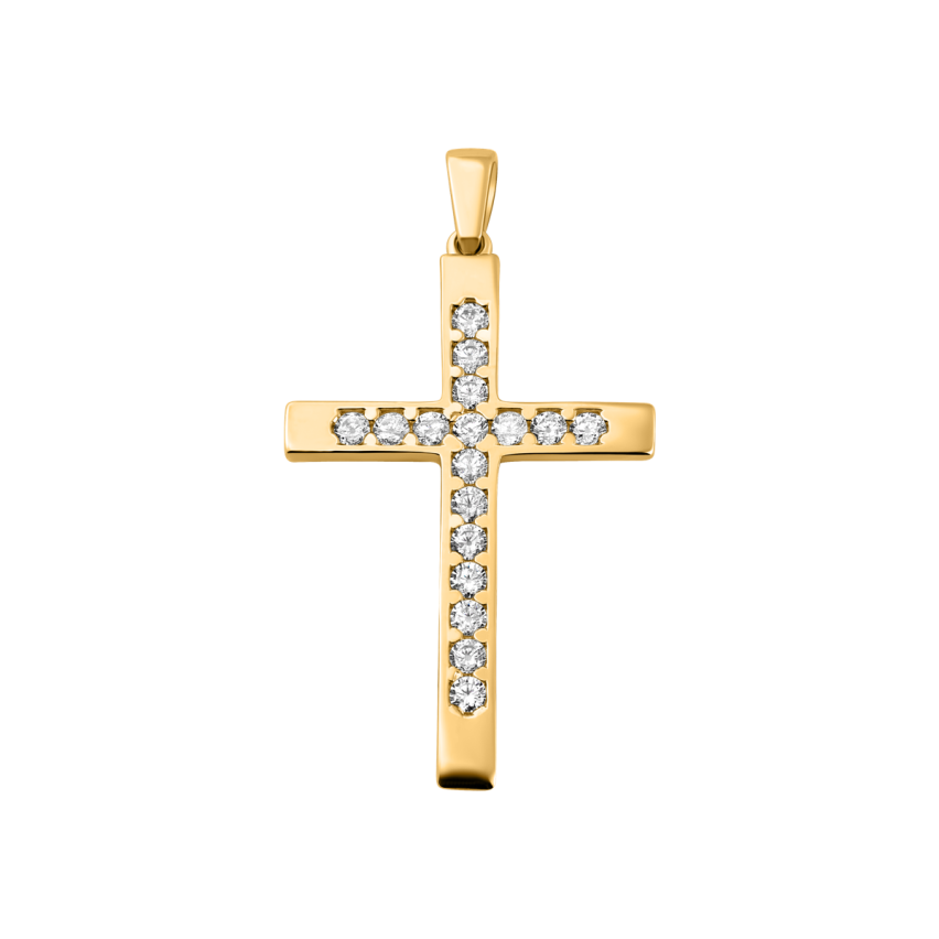 Anhänger aus 585er Gelbgold »Kreuz, 100499« mit Zirkonia