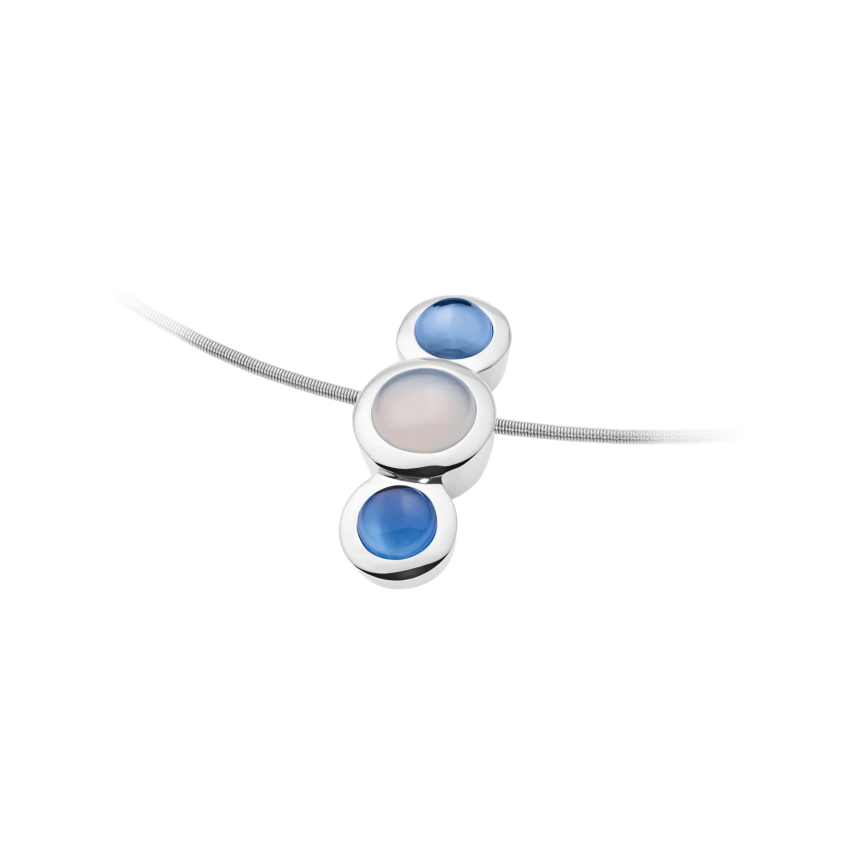 Anhänger aus Edelstahl »101087« mit Chalcedon und Hydrothermalquarz