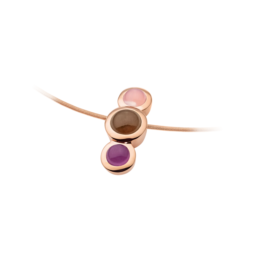 Anhänger aus Edelstahl rosé vergoldet »101088« mit Chalcedon und Hydrothermalquarz