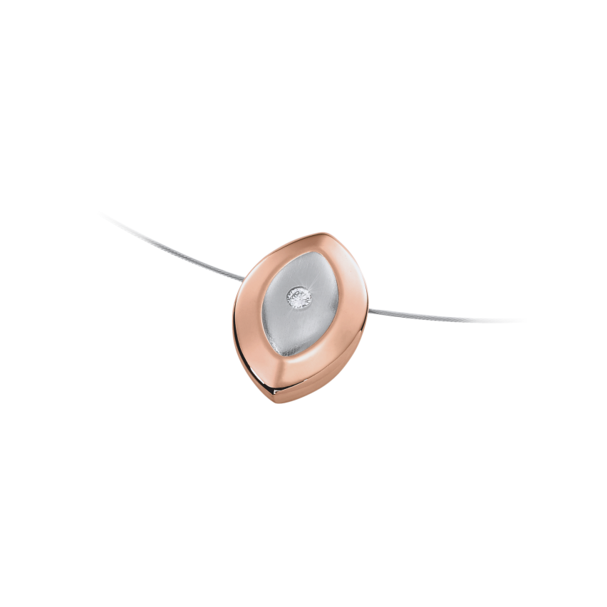 Anhänger aus Edelstahl rosé vergoldet und Edelstahl »101096« mit Diamant