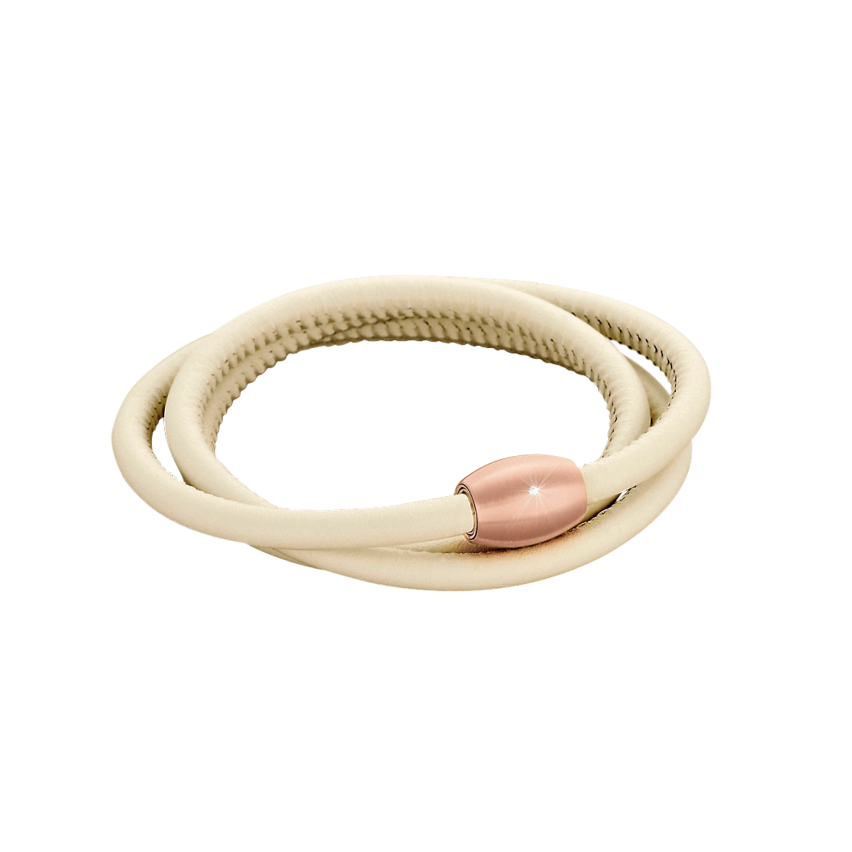 Armband aus Leder und Edelstahl rosé vergoldet »101176« mit Diamant